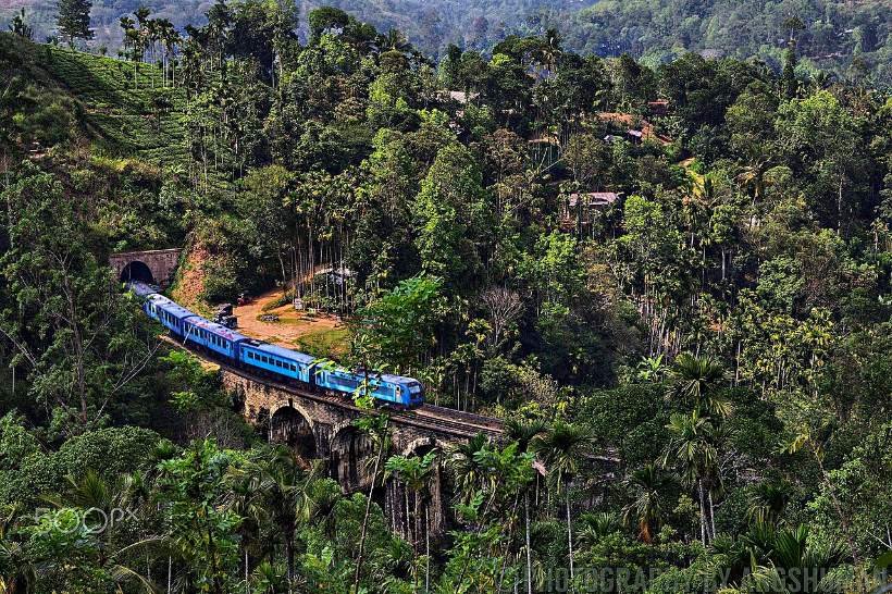 A Train Crosses The Nine Arches Bridge